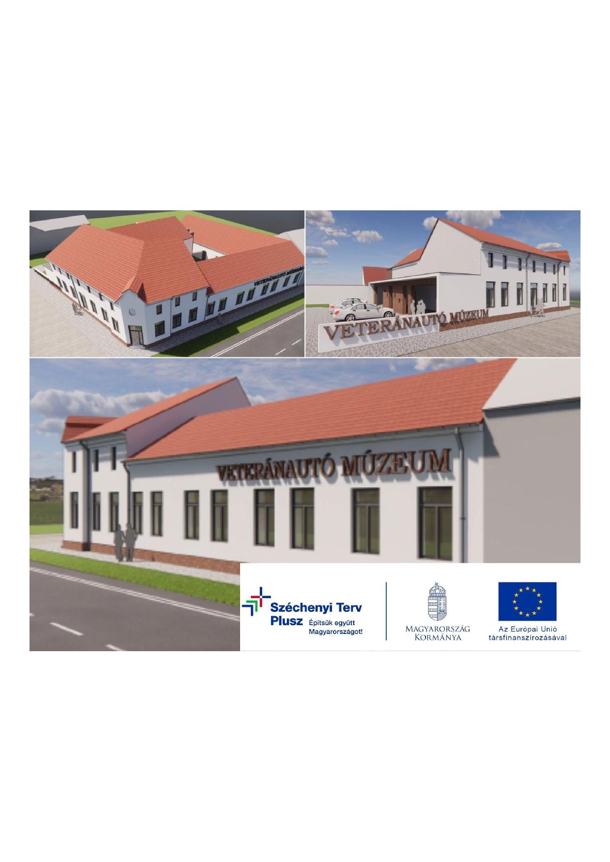 Látványtervek a veteránautó múzeum épületéről